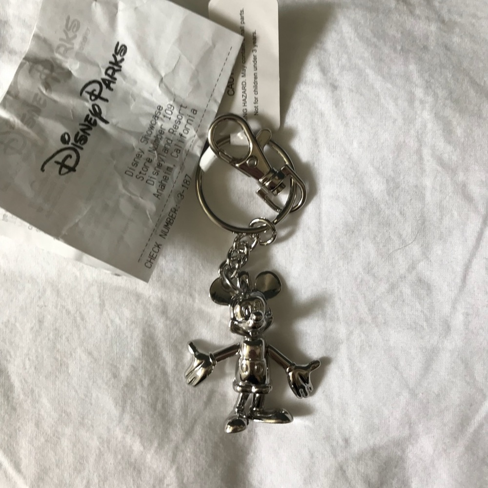 Silver Mickey Mouse moveable parts fob key ring